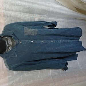 Dear John American Classic Denim Jean Button Down Tunic Shirt, M